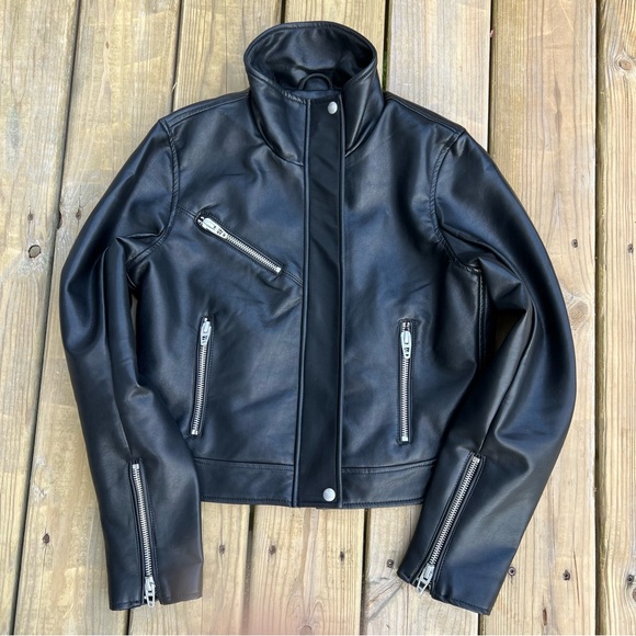 Blank NYC Faux Black Leather Full Zip Moto Jacket NWOT Sz M Lined Mob Wife - Picture 16 of 16